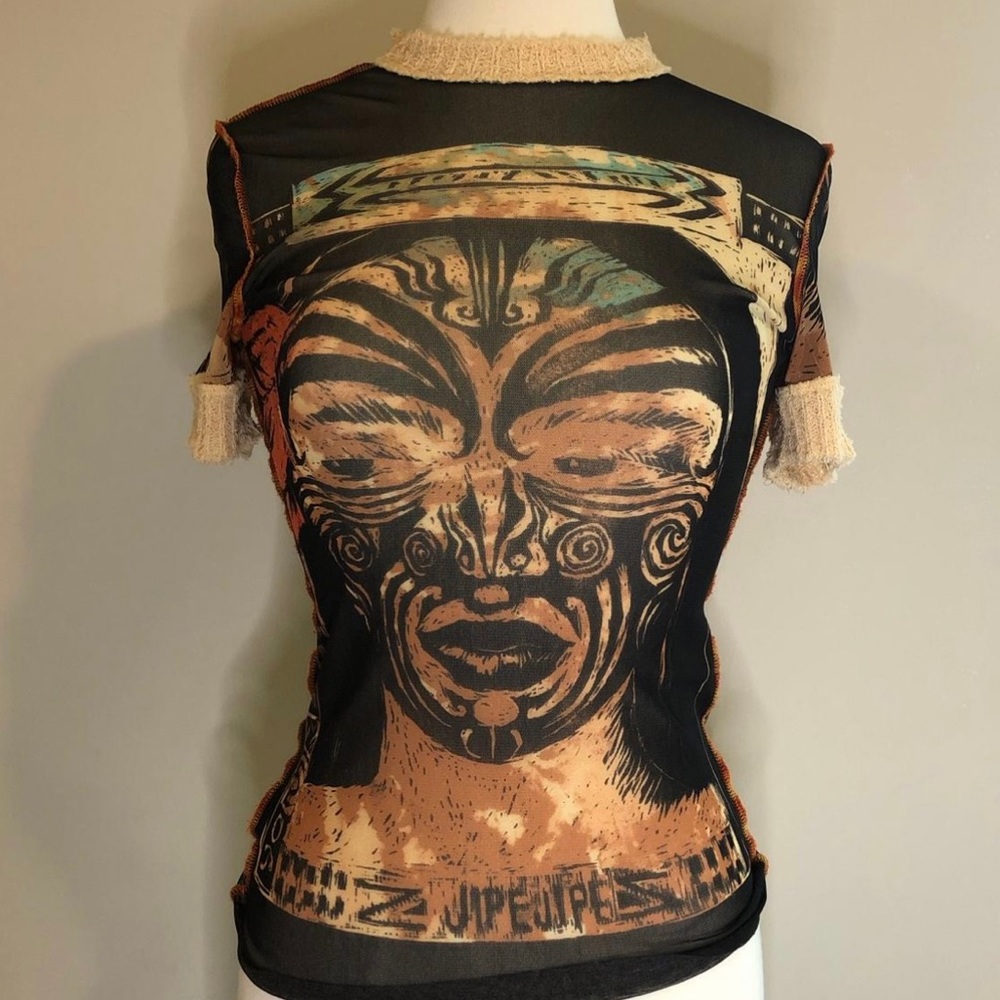 JEAN PAUL GAULTIER MESH PRINT SHIRT